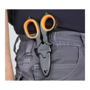 Forbici per elettricisti a doppio effetto, con profili a fresa in acciaio inossidabile rivestito in DLC