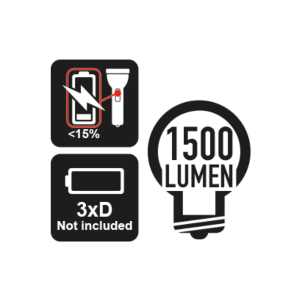 ​​​​Torcia LED ad alta luminosità in robusto alluminio anodizzato, fino a 1500 Lumen