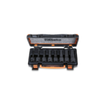 Serie di chiavi a bussola maschio esagonale con quadro femmina 1/2" fosfatate, in cassetta di lamiera