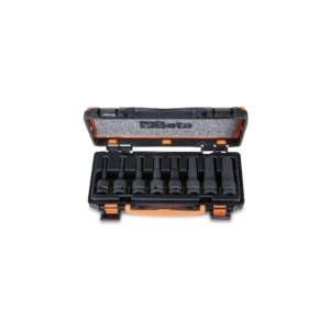 Serie di chiavi a bussola maschio esagonale con quadro femmina 1/2" fosfatate, in cassetta di lamiera