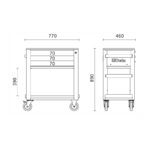 ​Carrello di servizio con 3 cassetti